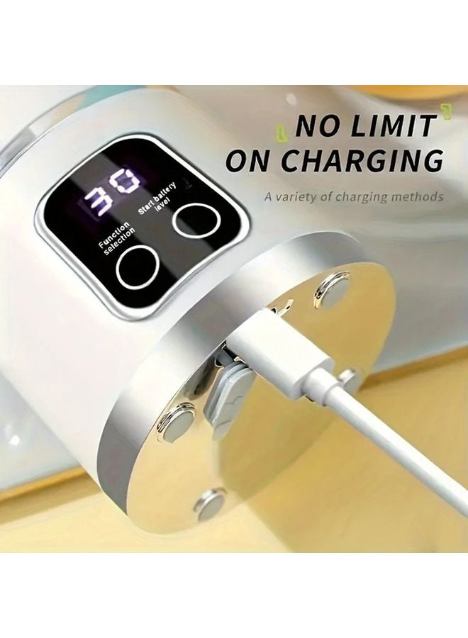 White USB Rechargeable Juicer Blender Portable Digital Display Easy Clean Smoothies - Image 5